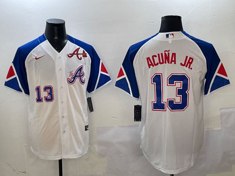 Men Atlanta Braves #13 Acuna jr White City Edition 2025 Nike MLB Jersey style 2